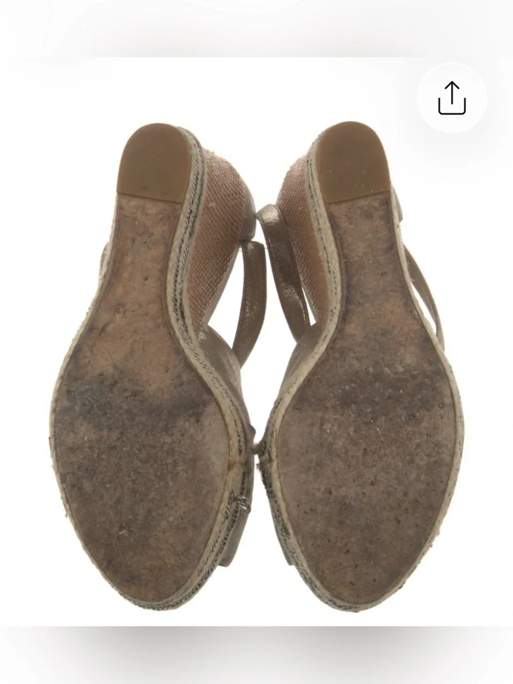 Brian Atwood BF Dekoda Gold Espadrille Wedges 7.5
